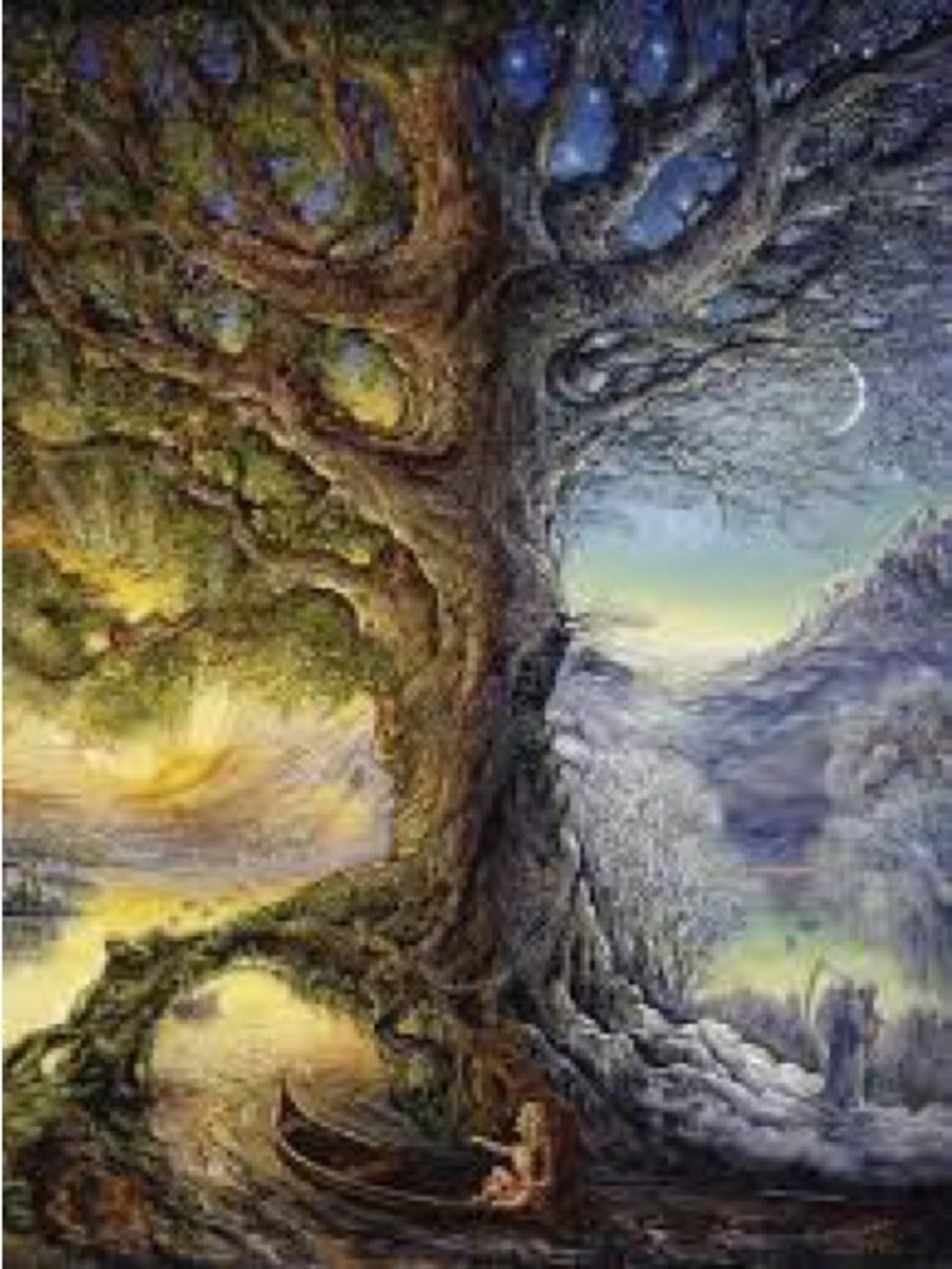 Y2K Foil Print of “Tree of Time - River of Life" by Josephine Wall 8”X10” Framed